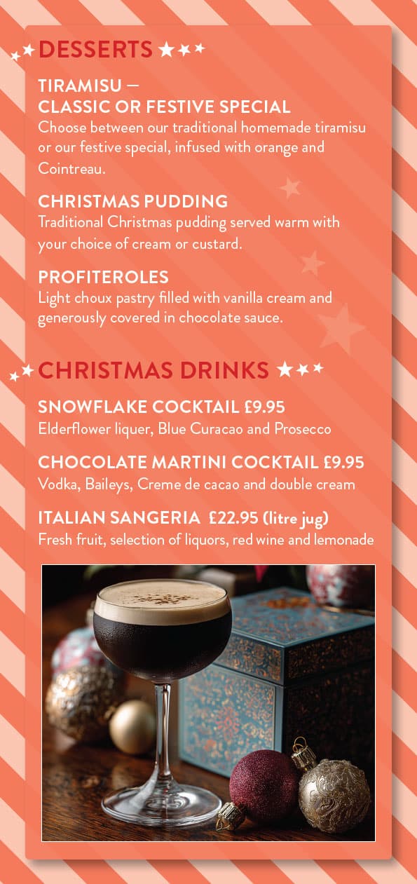 Christmas desserts and drinks